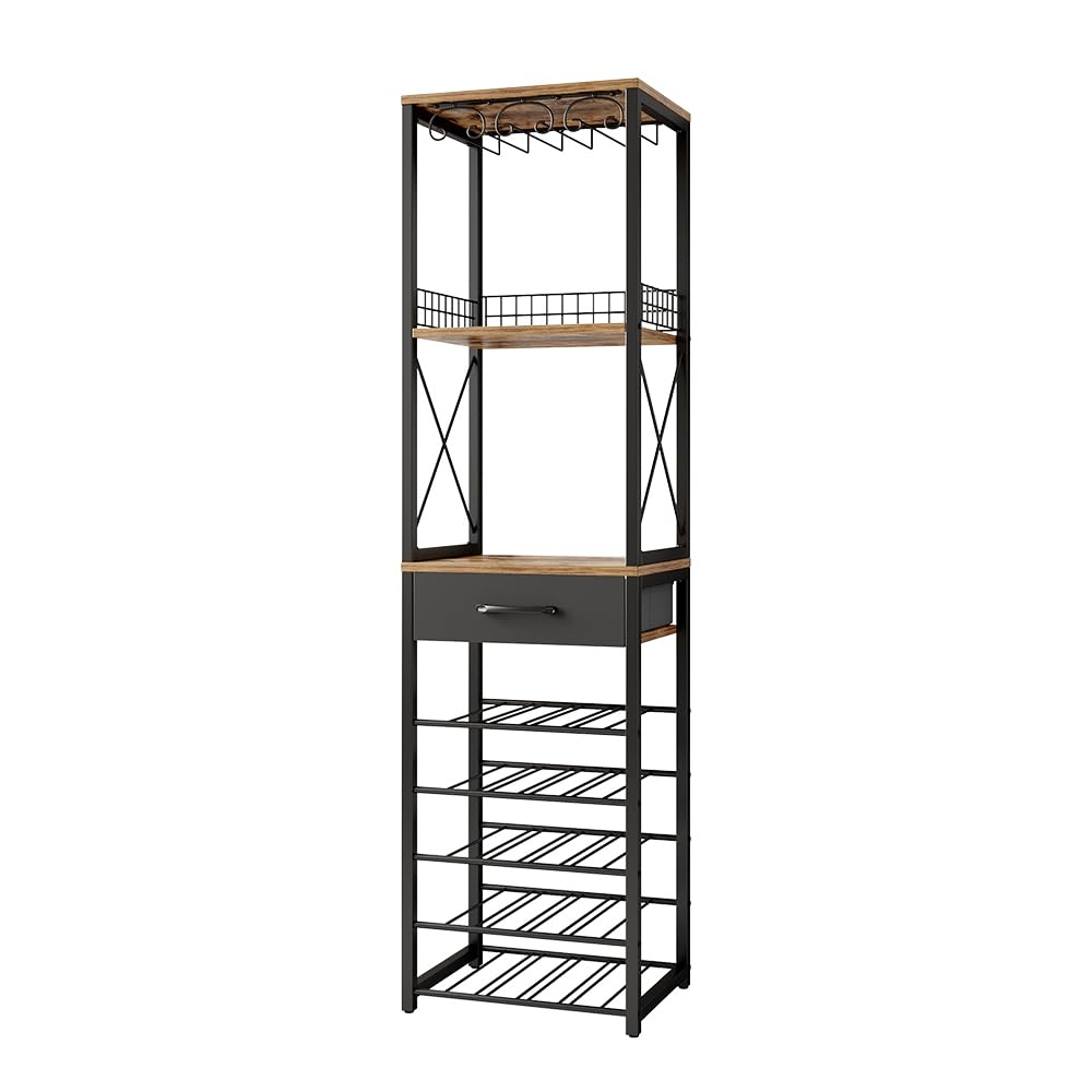 Vicco Weinregal Porto, Eiche rustikal, 40 x 147.5 cm mit Schublade, kombinierbar mit Porto-Serie zur