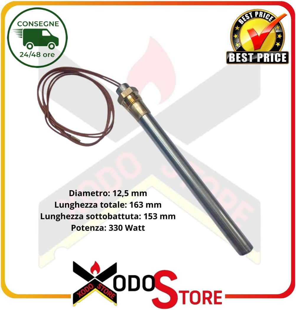 Zündkerze D.12,5 - L 163 mm - 330 W für Pelletofen Pyros, Naturaline, Whitfield