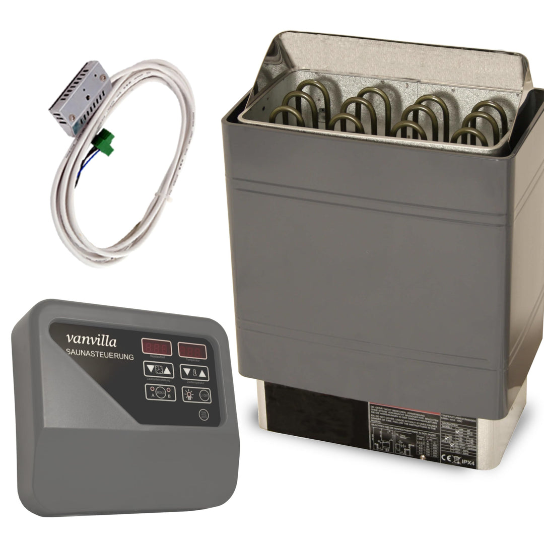 vanvilla Saunaofen 6 KW / 380V, Sauna Ofen inkl. Aussensteuerung