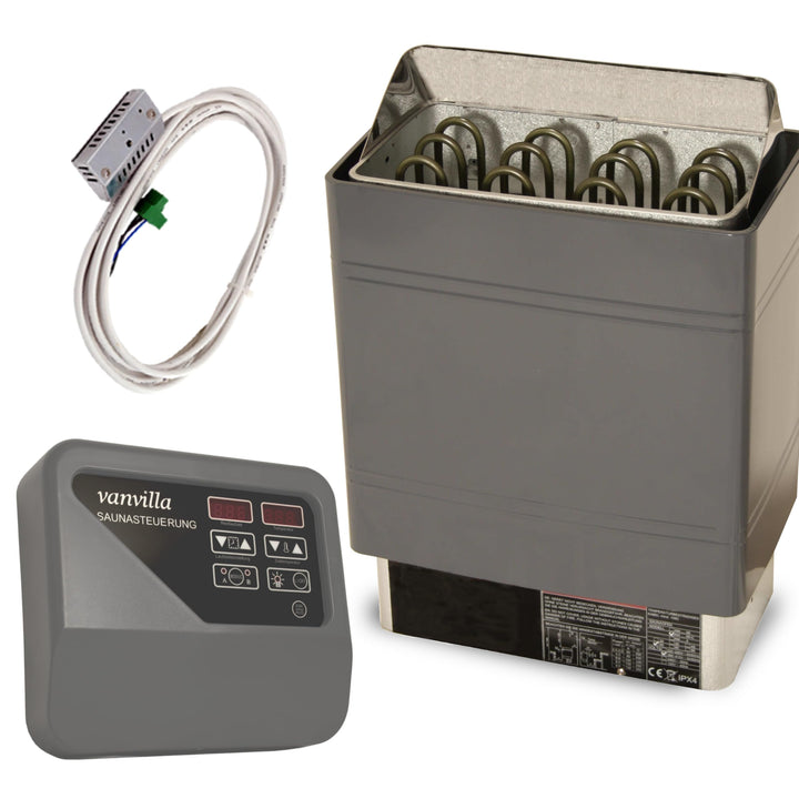 vanvilla Saunaofen 6 KW / 380V, Sauna Ofen inkl. Aussensteuerung