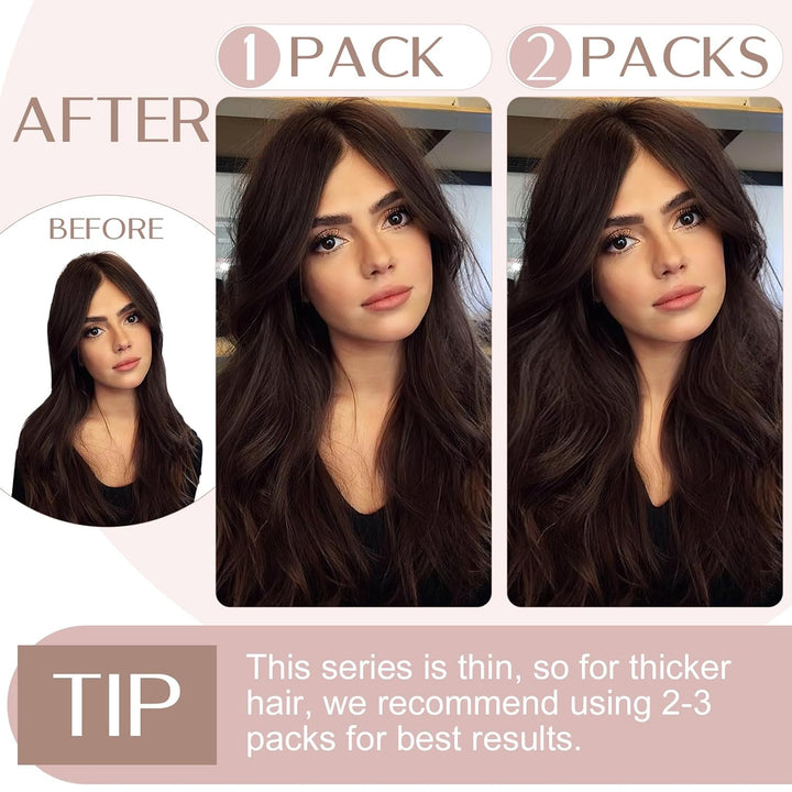 SEGO Extensions Echthaar Clip 1 Tresse Haarverlängerungen Remy 7A ein Teilig Set 5 Klips Haarteil 10