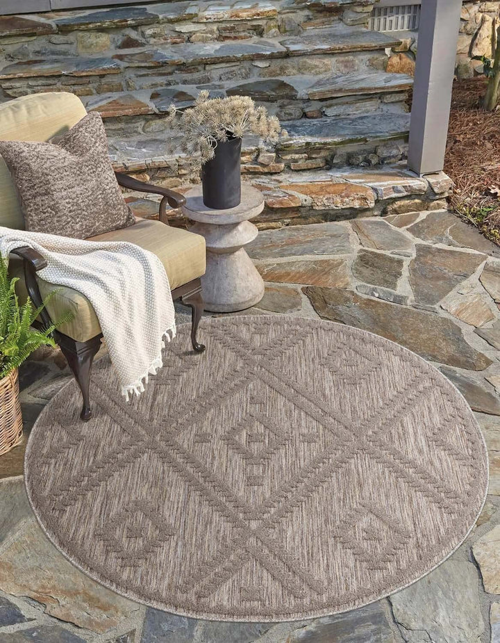 carpet city In-& Outdoor Teppich - Rund 120 cm - für Innen-& Aussenbereich - Wetterfest Balkon-Teppi