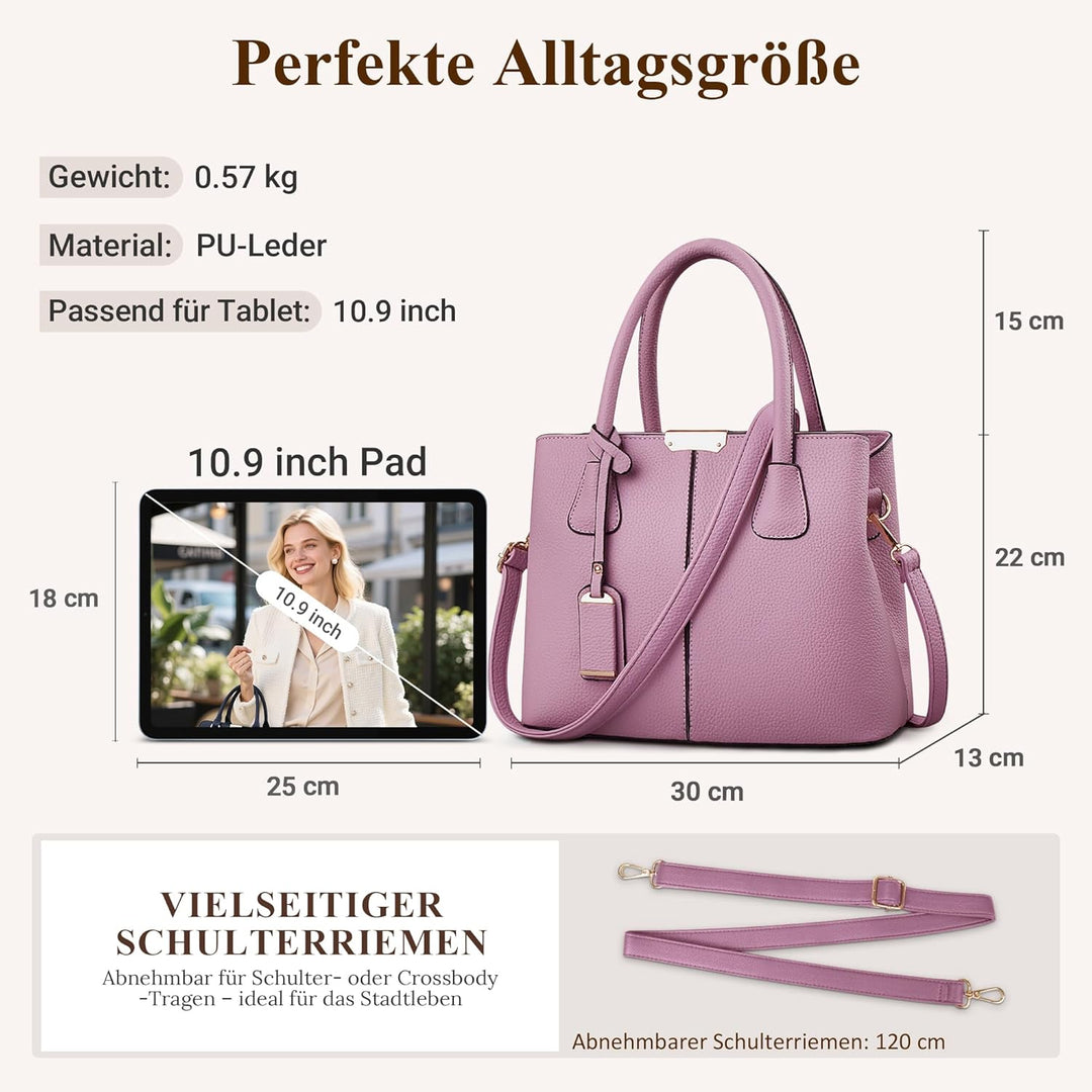 DIRRONA Elegant Damen Handtasche Schultertasche Gross Kapazität Umhängetasche Beiläufig Reise Tasche