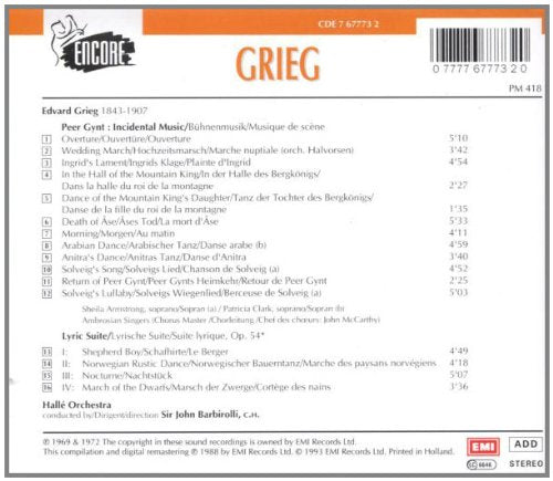 Peer Gynt Op. 23 / Lyrische Suite, Audio-CD