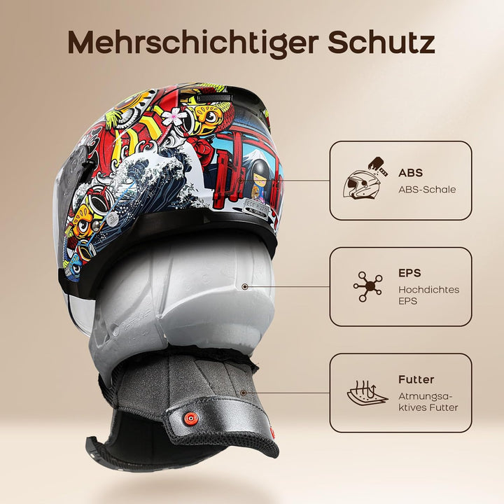 NENKI Jethelme Halbhelme Rollerhelm Sturzhelm Chopper Helm,Motorradhelm ECE 22.06 mit Doppelvisier S
