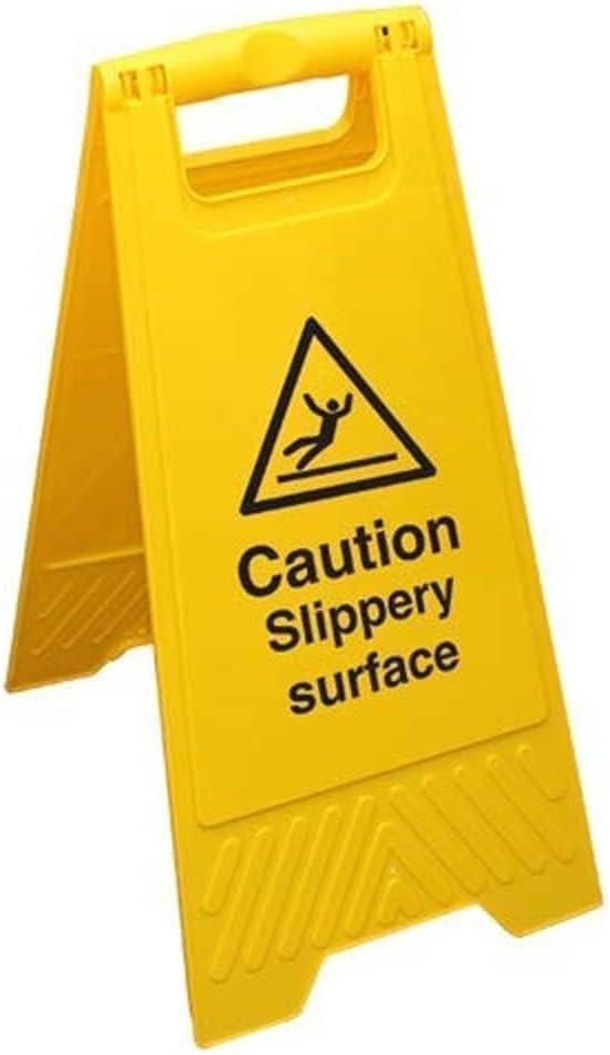 Aufstellschild mit Aufschrift "Caution Slippery Surface", doppelseitig, Gelb