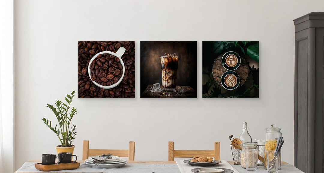 Muralo - Wandbilder Set - Leinwand Bilder Set Aufhängefertig - Bilder für Küche- Moderne Wanddeko -
