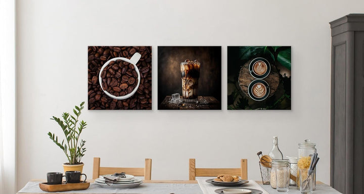 Muralo - Wandbilder Set - Leinwand Bilder Set Aufhängefertig - Bilder für Küche- Moderne Wanddeko -
