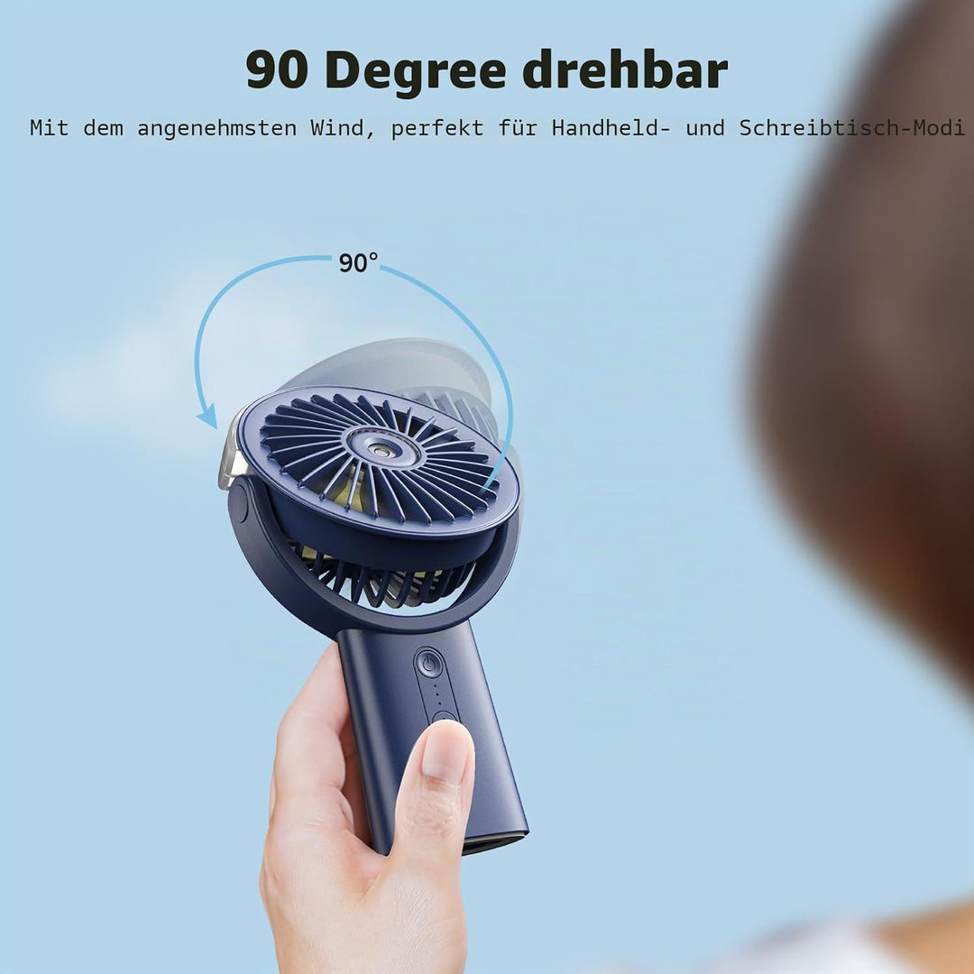 Otlonpe Handventilator Mit Wasserkühlung, 4000mAh Hand Ventilator Akku Aufladbar Mit Wasser, 3 Gesch