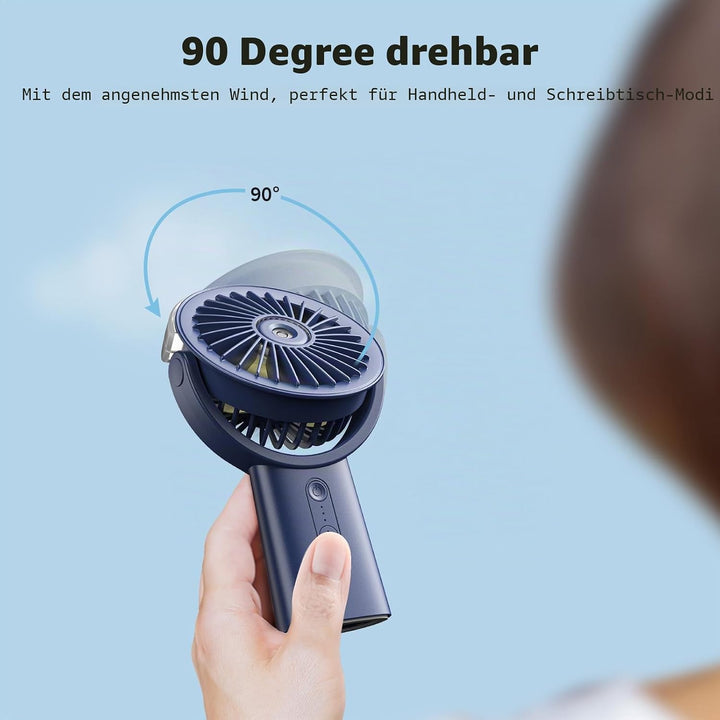 Otlonpe Handventilator Mit Wasserkühlung, 4000mAh Hand Ventilator Akku Aufladbar Mit Wasser, 3 Gesch