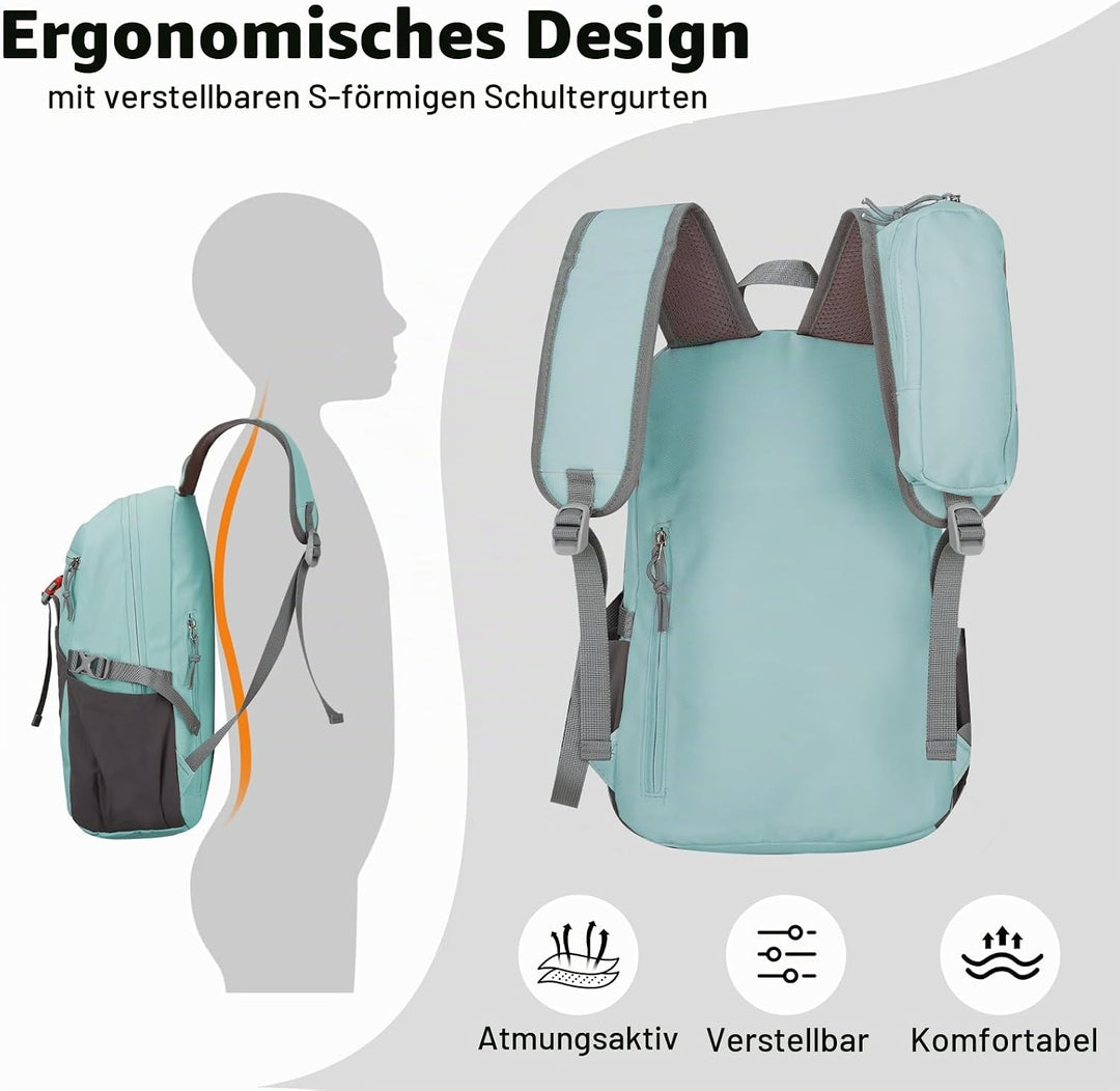 12L Wanderrucksack Klein Leichter, Kleiner Rucksack Lässig Herren Damen, Mini Daypacks für Wandern R