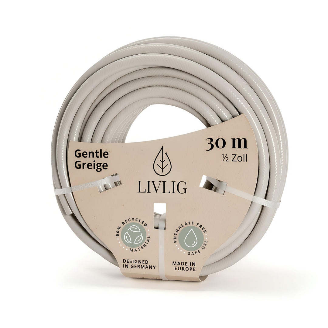 LIVLIG Gartenschlauch 30m, Gartenschlauch 1/2 Zoll Made in Germany, Wasserschlauch 30m aus recycelte