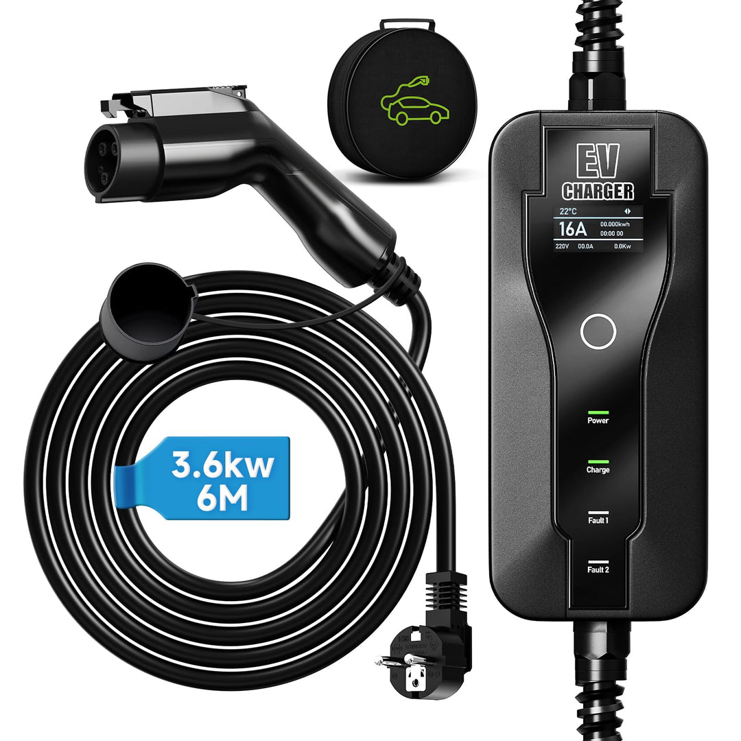 AFYEEV 3.6kw Ladekabel Typ 1, 6M Typ 1 Ladekabel, Ladekabel Elektroauto Typ 1 mit Schuko Stecker Ein