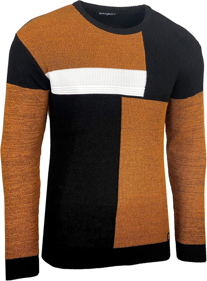 Baxboy Herren Pullover Slim Fit Rundhals Strick-Pullover Rundkragen Moderner Männer schwarzer Pulli