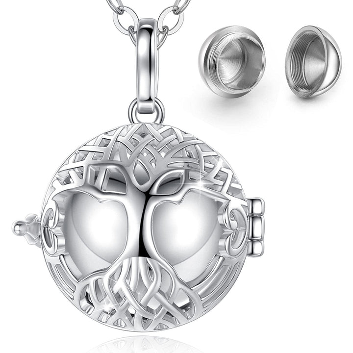 EUDORA Harmony Ball Asche Urnen Kette für Damen, Einäscherung Schmuck Silber Verkupfert Memorial Urn