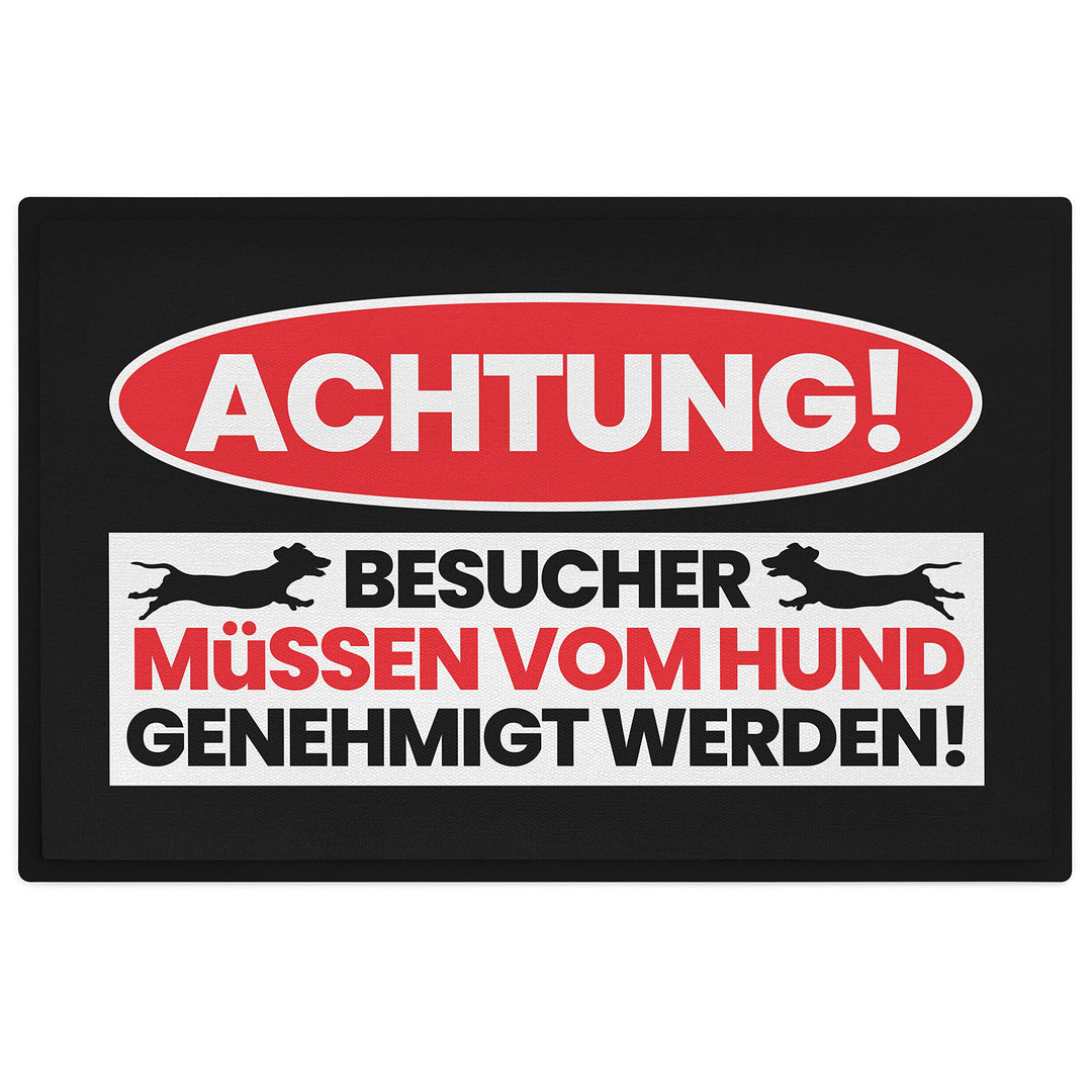 Trendation - Achtung Besucher Hund Genehmigt Werden Fussmatte Dackel Geschenk 60x40 cm