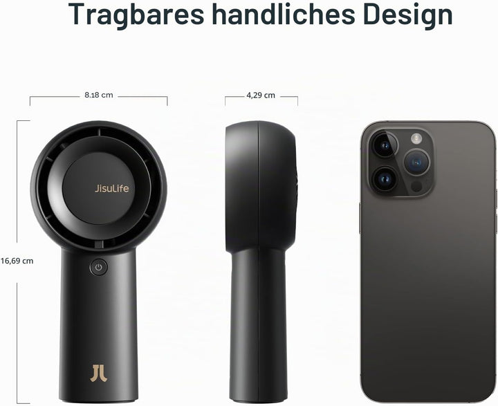 JISULIFE Tragbarer Handheld-Turbo-Ventilator [18 Stunden maximale Kühlzeit], 6000mAh USB wiederaufla