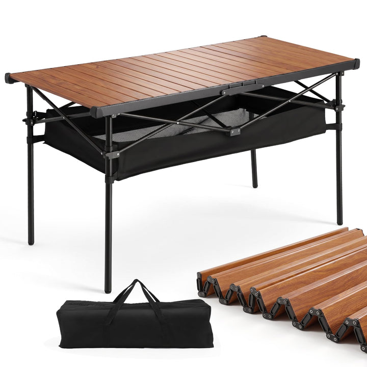 Sekey Campingtisch Faltbar, 120x60x69cm, Aufrollbare Tischplatte Klapptisch mit Aluminiumrahmen bis
