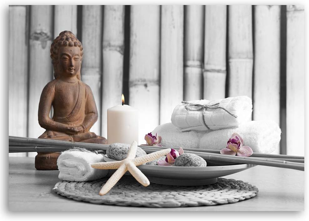 Feeby Wanddeko Spa Leinwandbild Kunstdruck Religion Weiss 90x60 cm M14704 90x60 cm, M14704 90x60 cm