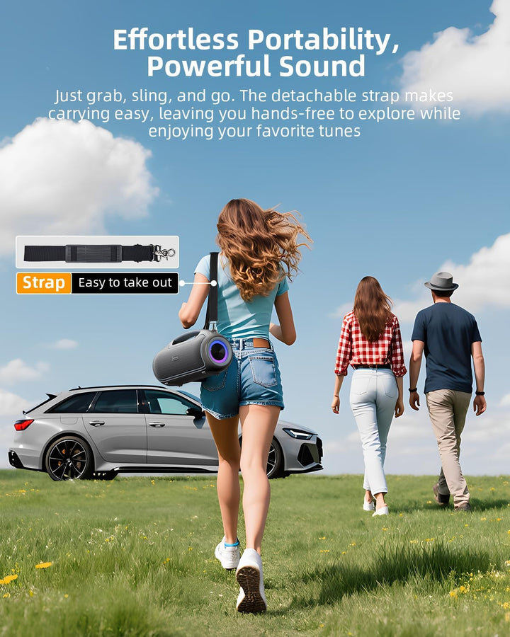 Bluetooth Lautsprecher, Tragbare Musikbox Bluetooth 5.3 mit 2 * Subwoofer,200W Spitzenleistung/Bass