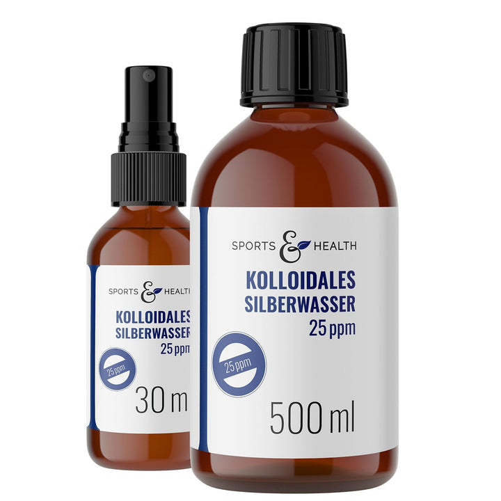 Kolloidales Silber - 25ppm Silber + Extra Sprühflasche – 500 ml Braunglasflasche – Made in Germany (