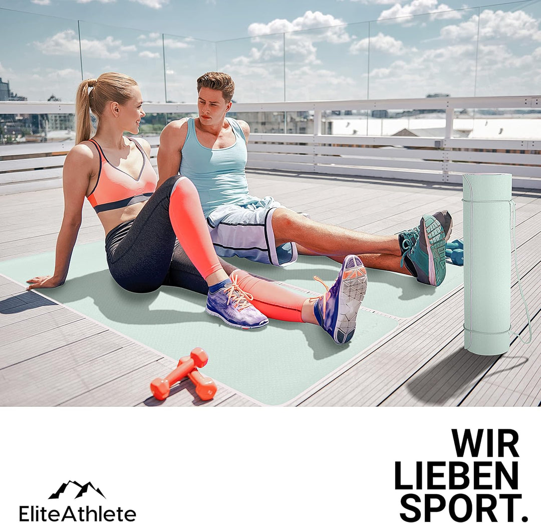 EliteAthlete Yogamatte - Sportmatte - Fitnessmatte - Gymnastikmatte gepolstert &amp; rutschfest für Fitn