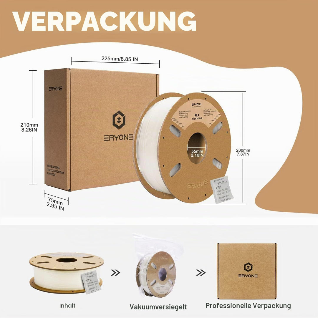 ERYONE PLA Filament for 3D Printer, 3D-Drucker-Filament, 1.75mm +/-0.03mm, Leuchtet PLA Filament, Gl