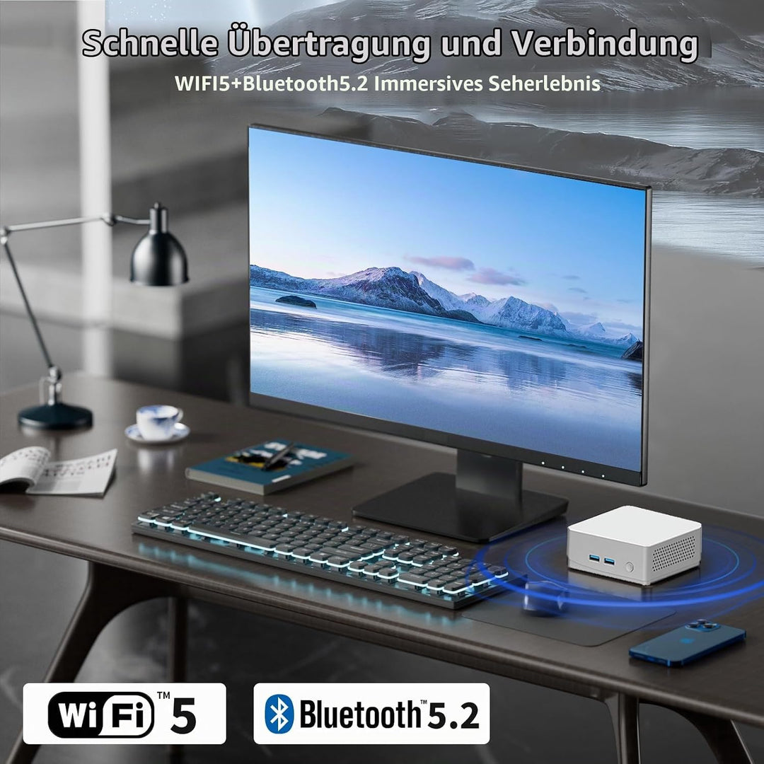 Mini-PC 3200U (bis zu 3,5 GHz) 8 GB RAM 256 GB SSD Win11 WLAN5/Bluetooth /RJ45 LAN 1000M/USB*4/USB-C