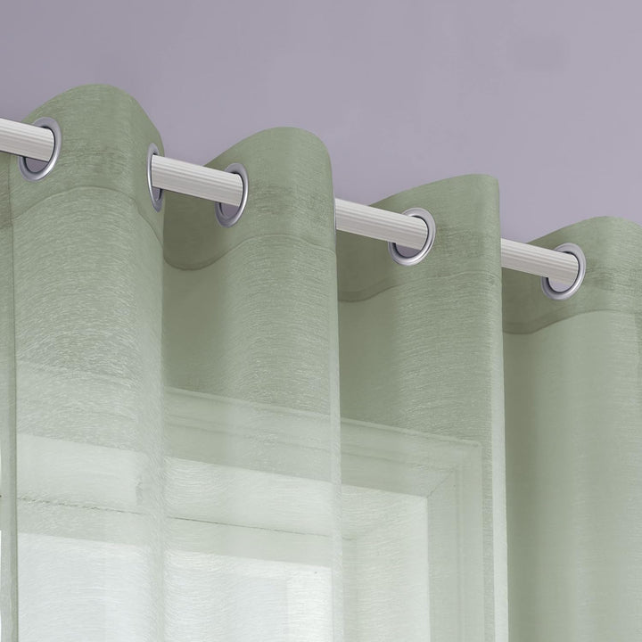 KOUFALL Badezimmer-Fenstervorhänge, kurz, klein, durchscheinend, Salbeigrün, 114 cm Länge H114.3 x B