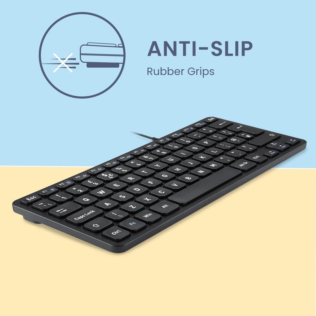 Perixx PERIBOARD-432 Wired Mini USB Keyboard - X Type Scissor Keys - Big Print Keys - US English QWE