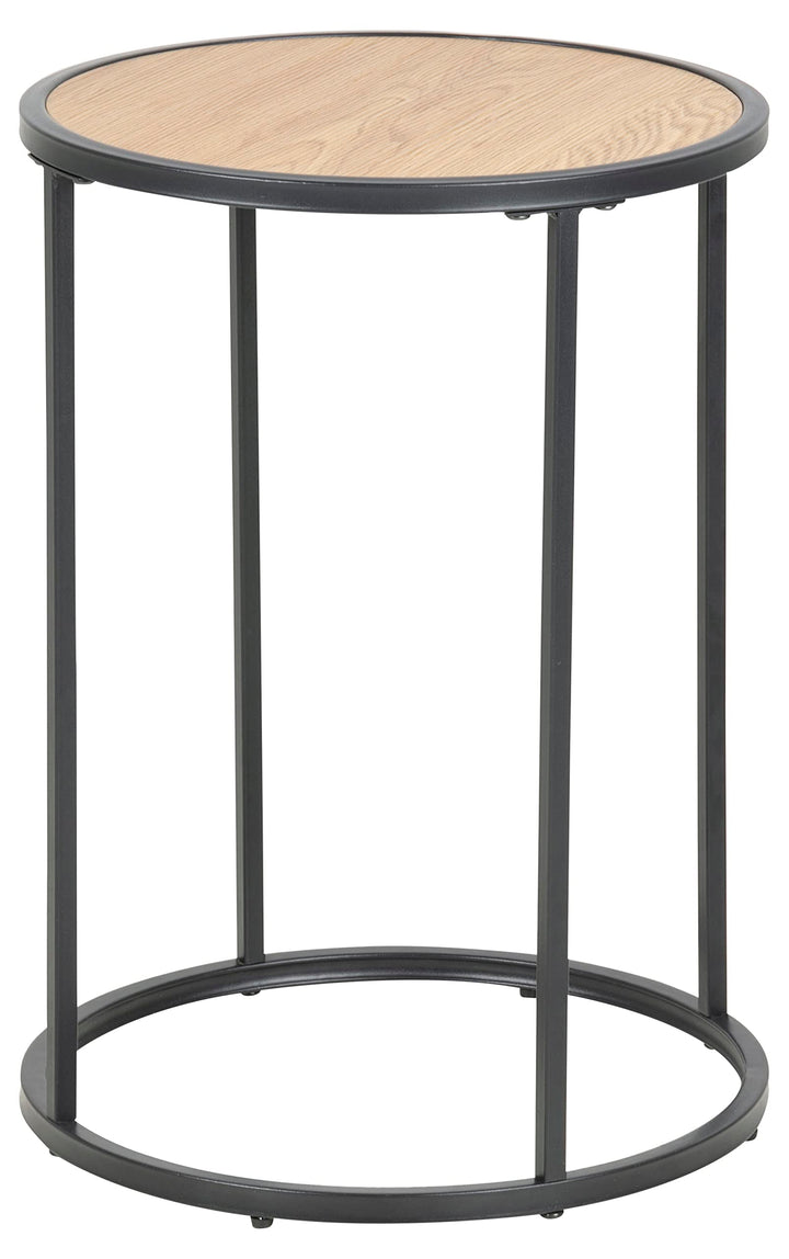 AC Design Furniture Jörn runder Beistelltisch mit Tischplatte in Eichenoptik und schwarzem Metallfus