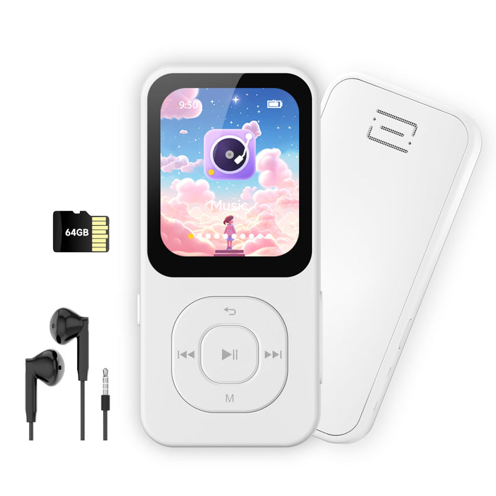 64GB MP3-Player mit Bluetooth 5.3, PECSU HD-Bildschirm Musikplayer mit Lautsprecher, UKW-Radio, Spra