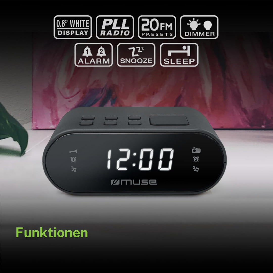M-10 CR Radiowecker mit LED-Display, Zwei Weckzeiten | dimmbar | Hingucker, Kinder | FM Tuner, Lass
