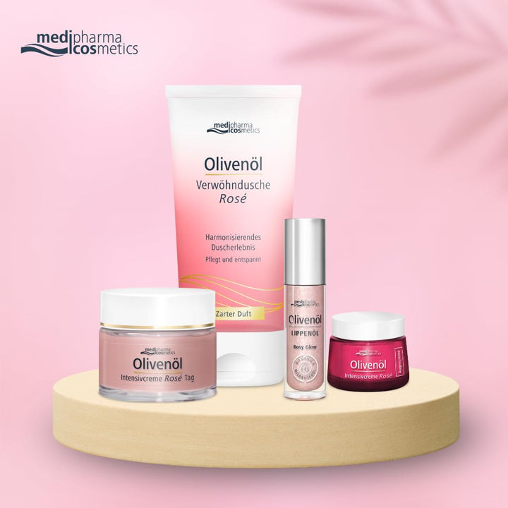 Olivenöl Intensivcreme Rosé Augencreme - Strafft & mildert Falten - Korrigiert Augenringe und Schwel