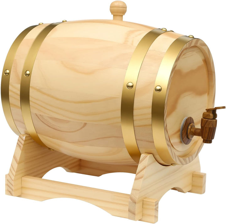 5L Weinfass Original Holz Weinfass für Wein und Whiskey, Schnapsfass mit Zapfhahn und Ständer, Holzf