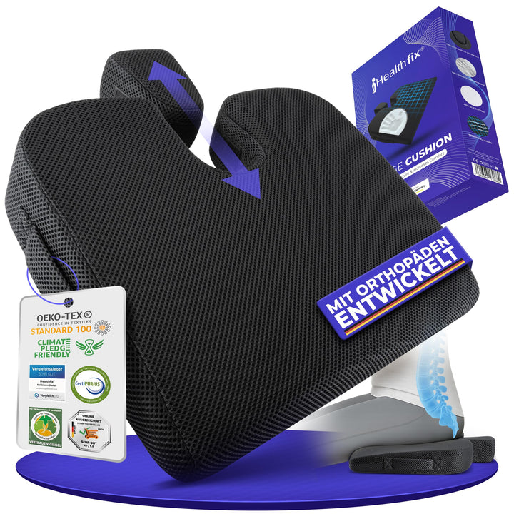 Healthfix® Keilkissen zur Verbesserung der Sitzhaltung - Bequemes ergonomisches Sitzkeil für Stuhl,