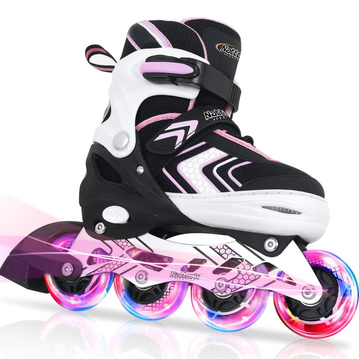 Nattork Inliner für Kinder Verstellbare Inline Skates, 4 Grössen Kinder Inline Roller Skates mit Bel