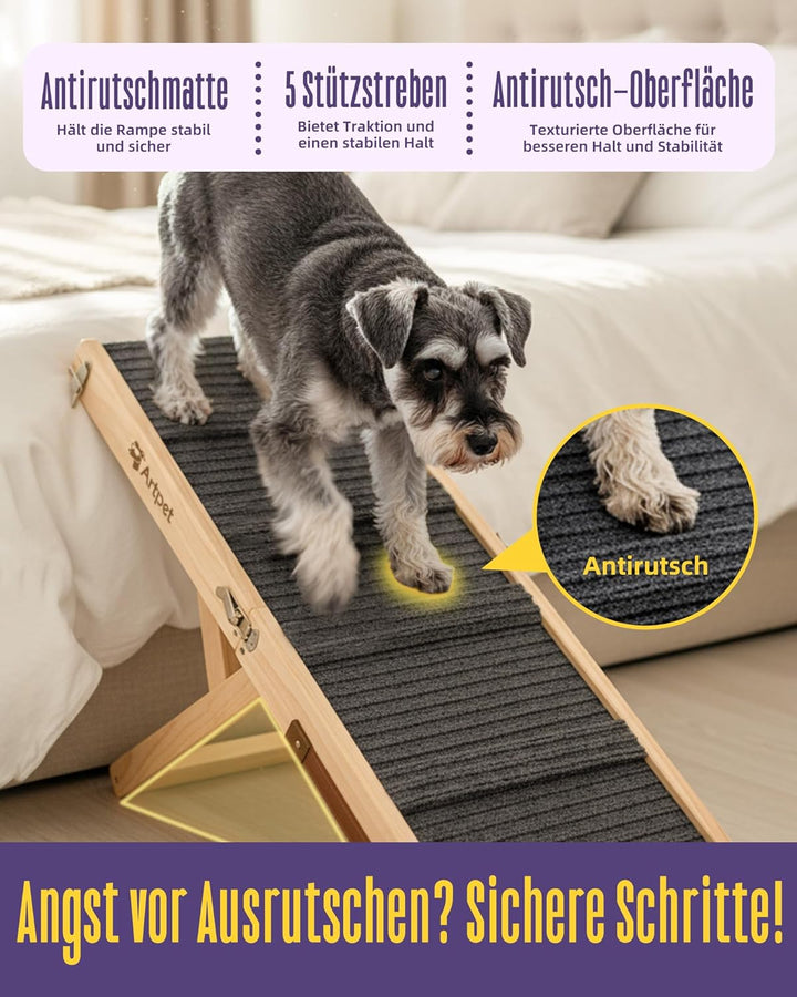 Artpet Hunderampe für Sofa Bett Klappbar Rampe Klappbar für kleine Hunde Katzen Einstellbar 34-53 cm