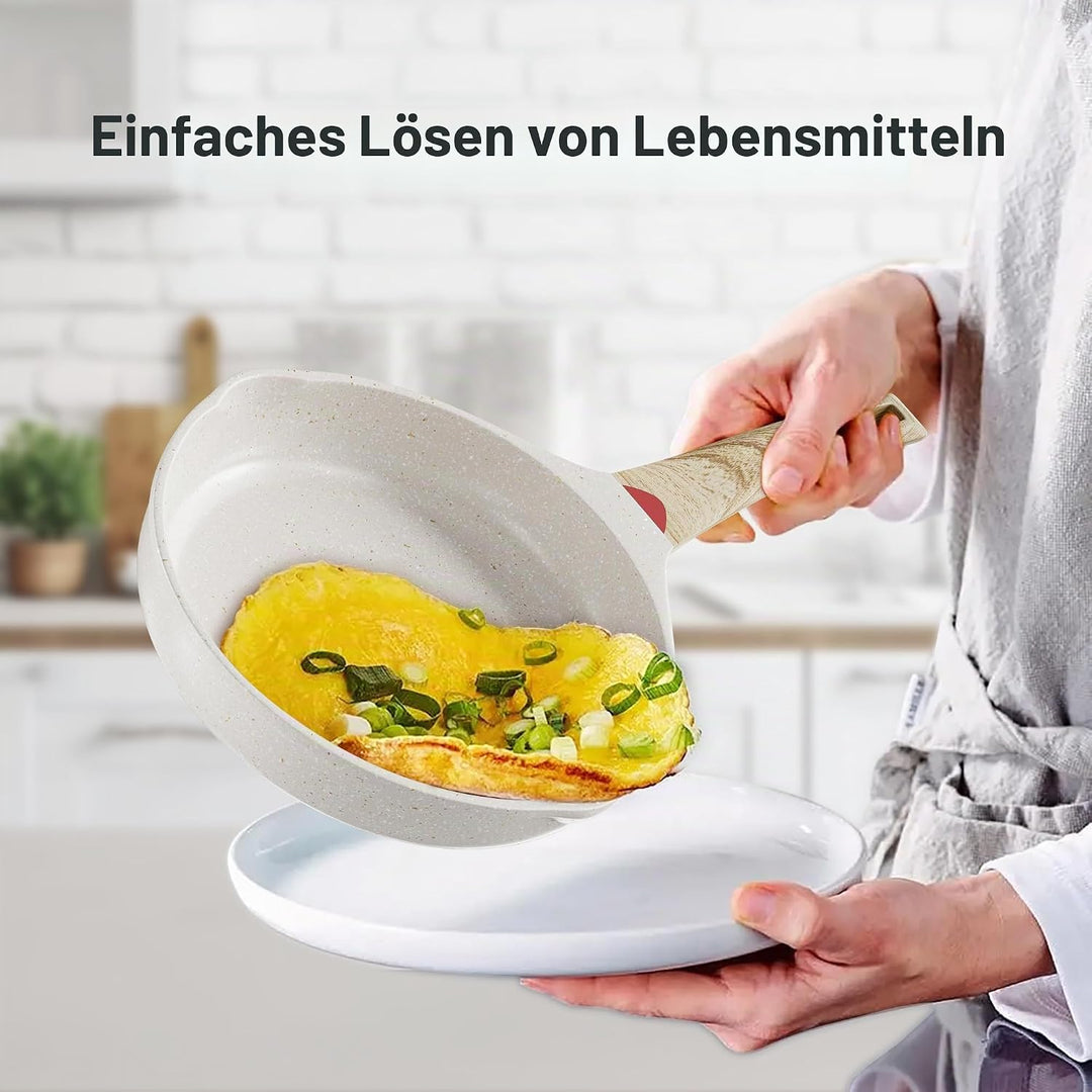 RIOVARM Induktion Bratpfannen Set Antihaft Pfannenset 20 cm 24 cm 28 cm Granit Omelett Pfanne ohne P