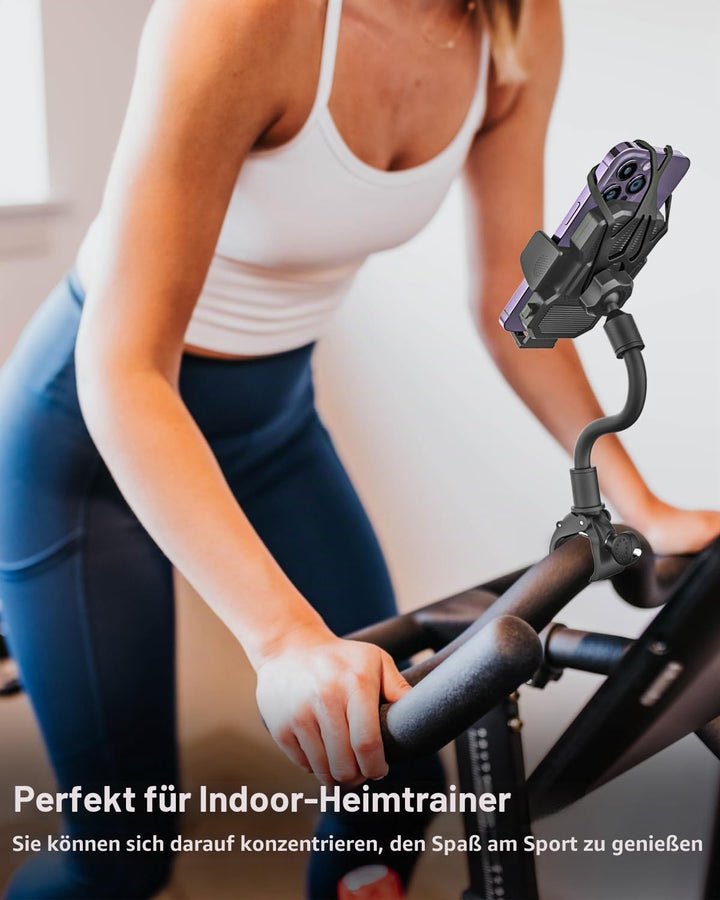 woleyi Hometrainer Handyhalterung, Schwanenhals Handy Lenkerhalterung für Laufband Heimtrainer Cross