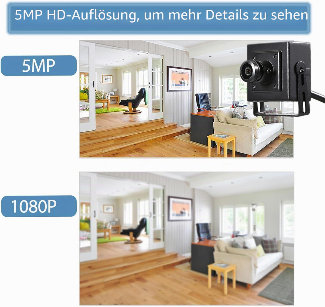 5MP POE IP-Kamera, 1,44mm Objektiv 175°Weitwinkel, P2P-Fernüberwachung Fisheye kleine Innenraum-Über