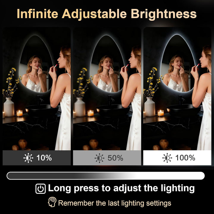 Rund Badezimmer Wandspiegel, Badspiegel Mit Beleuchtung, Spiegel mit LED Licht, Touch Schalter und 3
