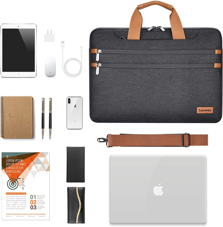 LONMEN 14 Zoll Laptop tasche Wasserdicht Schultertasche Tasche Kompatibel mit 15" MacBook Pro 2019 /
