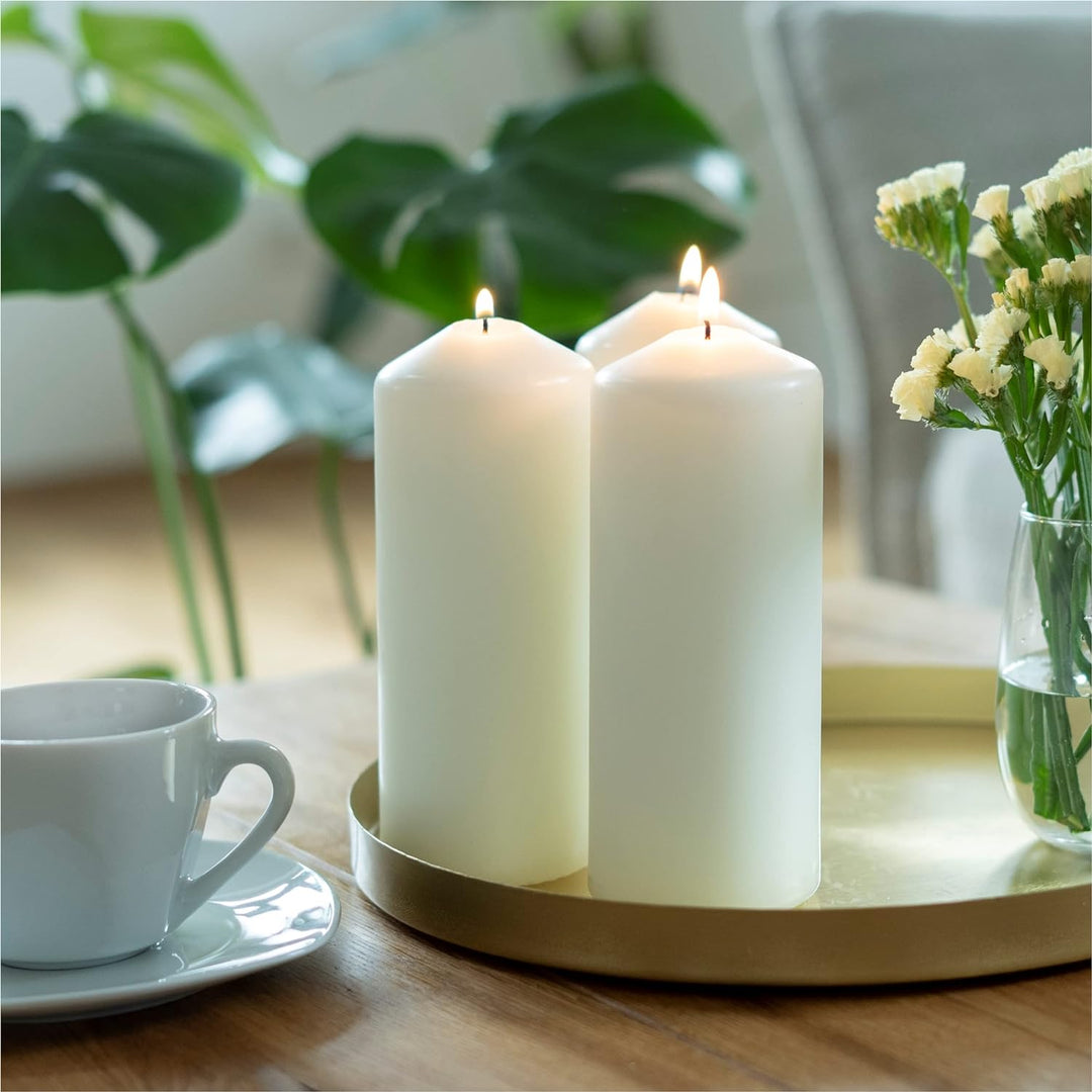 HOFER STUMPENKERZEN 68 x 170 mm – elfenbein, creme, champagner | besonders lange Brenndauer ca. 67 S