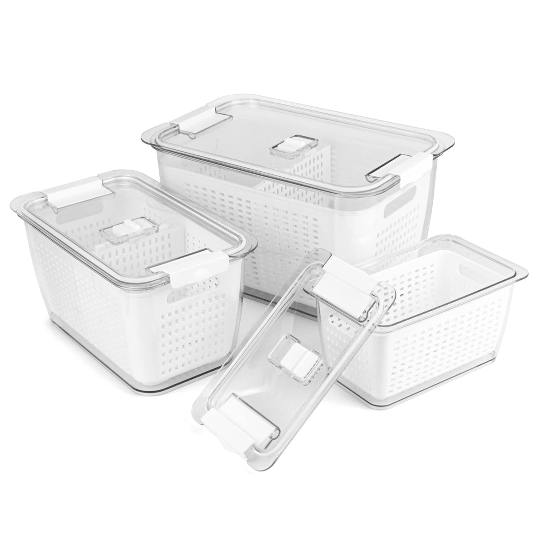 Spesh Frischhaltedosen Set Kühlschrank Organizer Vorratsdosen 3er-Set (2L+4L+5.8L) Kunststoff mit De