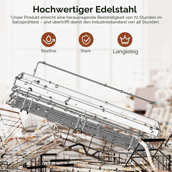 Orimade Duschablage ohne Bohren-Duschablage mit 5 Haken-duschregal Ohne Bohren SUS304 Edelstahl - 2