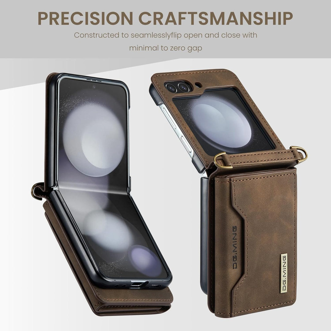 UDBKKDX Brieftasche Handyhülle für Samsung Galaxy Z Flip 5, hülle Mattes Leder mit Ständer Kameralin