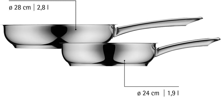 WMF Devil Pfannenset 2-teilig, Bratpfanne Induktion 24, 28 cm, Cromargan Edelstahl beschichtet, Kera