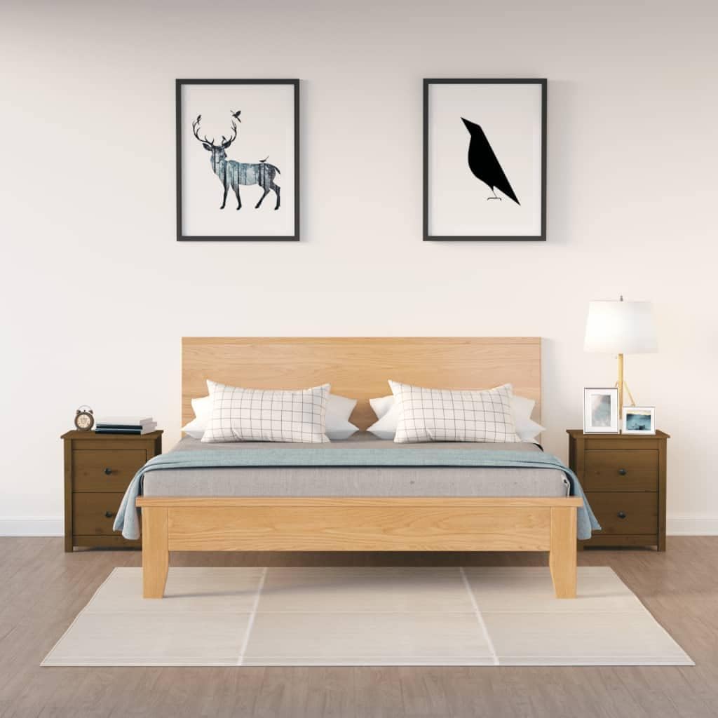 FIRBNUS Bedside Table Nachtkonsole Beistelltisch mit Stauraum Night Stand Nachttische 2er Set Honigb