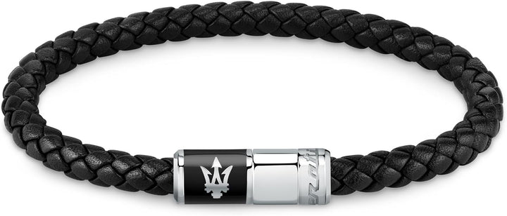 Maserati Jewels Herren Armband aus Stahl, recyceltes Leder, Emaille - JM222AVE07